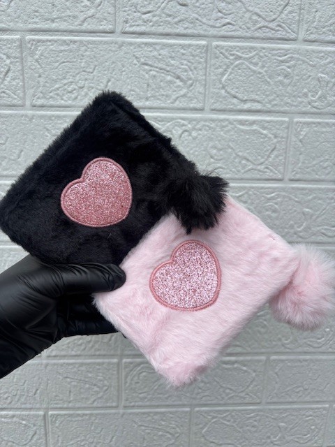 Mini fur purse with love