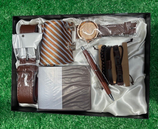 Leather watch,  wallet,  belt, bracelet, tie, cufflink & pen set