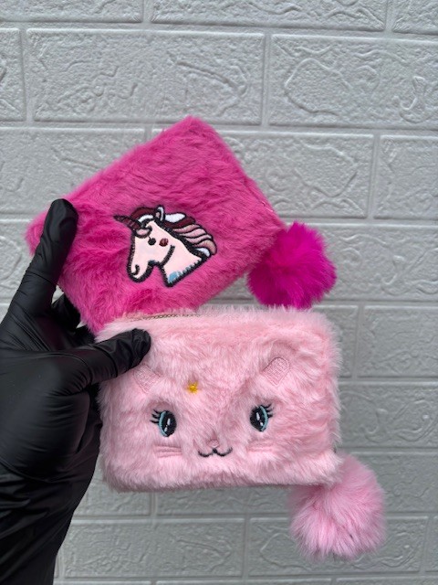 Mini fur purse with emoji