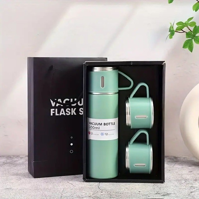 Vacuum flask with 2 extra cups