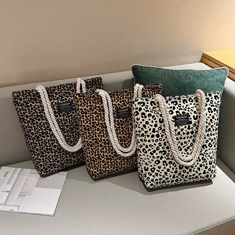 Bag 036-  leopard print canvas bag