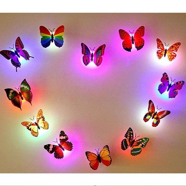 10pcs butterfly wall sticker with light