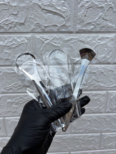 Stainless 3pcs tongue scraper set