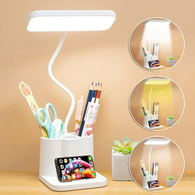 Study lamp with stationary organizer