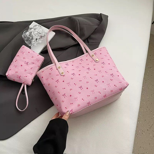 Bag 014- Bow design tote bag with purse (medium)